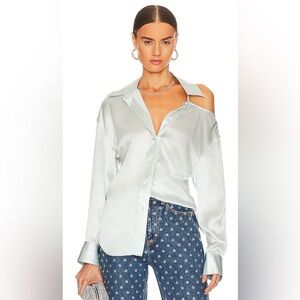 ALEXANDER WANG Open Back Neckline Shirt in Color: Iced Blue Size Small